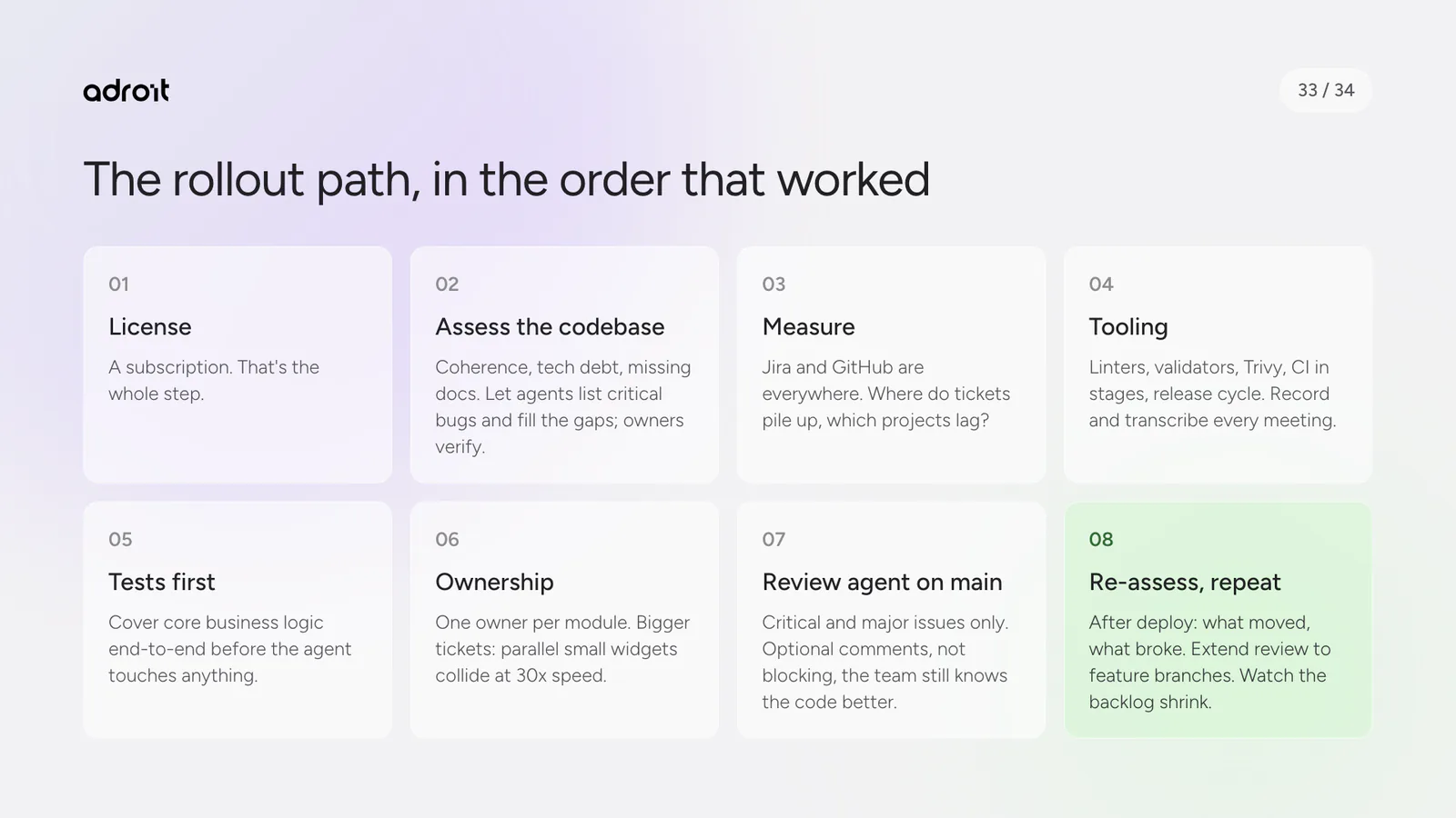 The rollout path, in the order that worked.